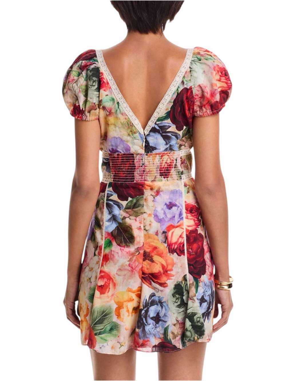 Alice + Olivia Multicolor Floral Lace Trim Mini Dress — Size 4​ - Picture 2 of 13